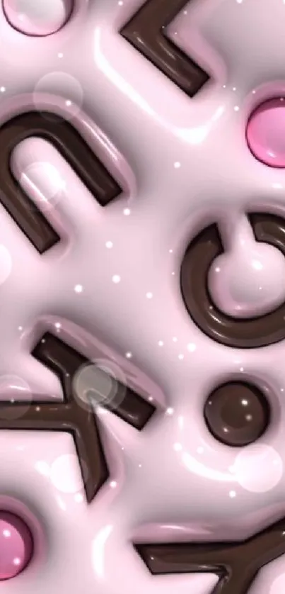 Abstract chocolate-like design on pink mobile wallpaper.