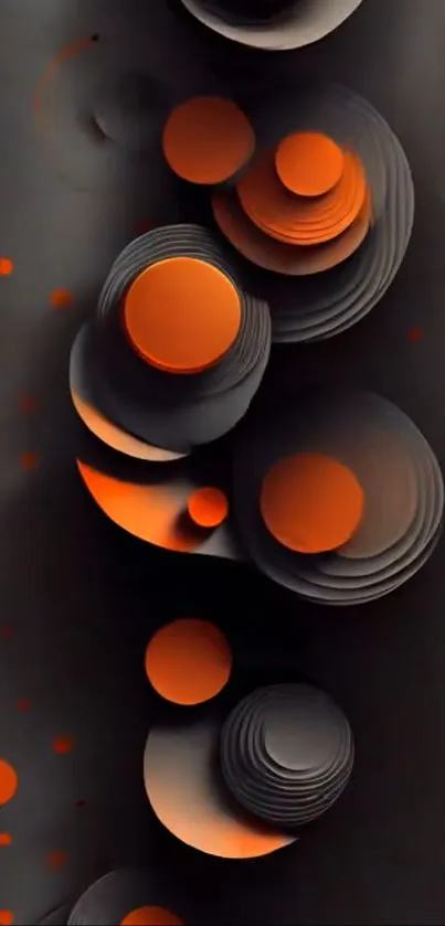 Abstract circles in orange and gray tones, artistic mobile wallpaper.