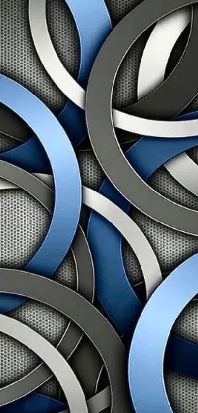 Abstract wallpaper with circular design in blue and gray tones.