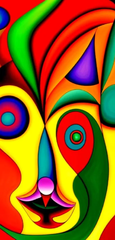 Vibrant abstract mobile wallpaper with colorful shapes.