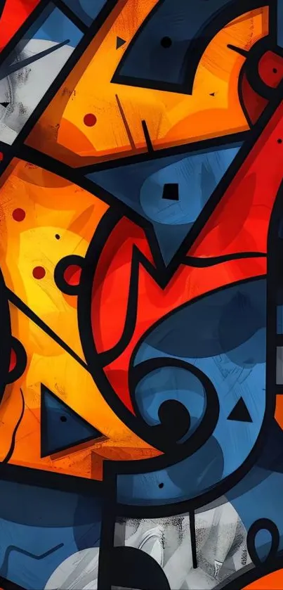 Vibrant abstract wallpaper with geometric patterns and vivid colors.