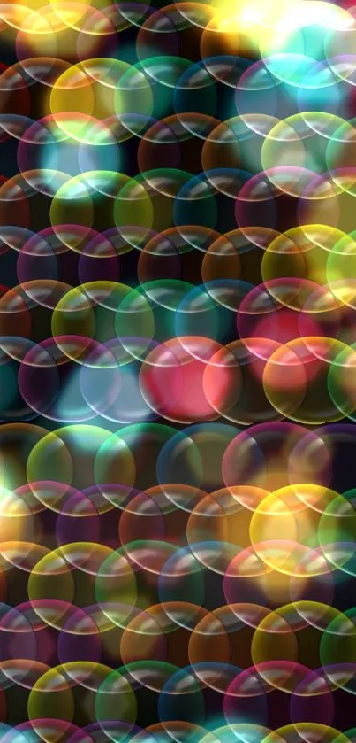 Vibrant abstract bubble patterns on a colorful mobile wallpaper.