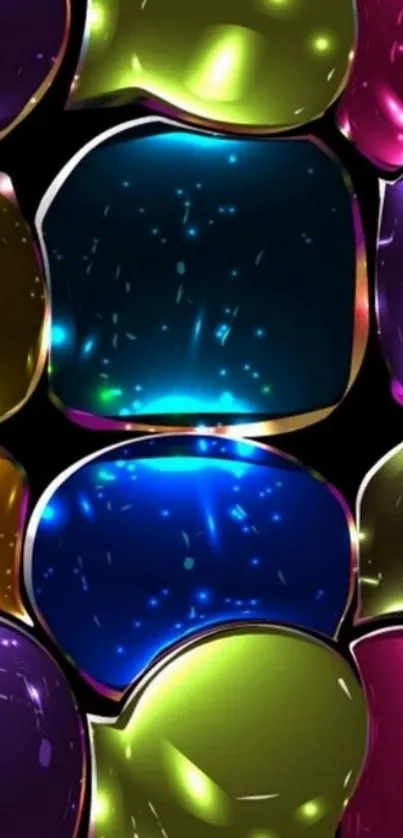 Colorful abstract gemstones wallpaper with luminous effect.