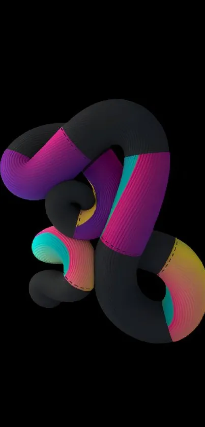 Colorful abstract swirl with bold black background.