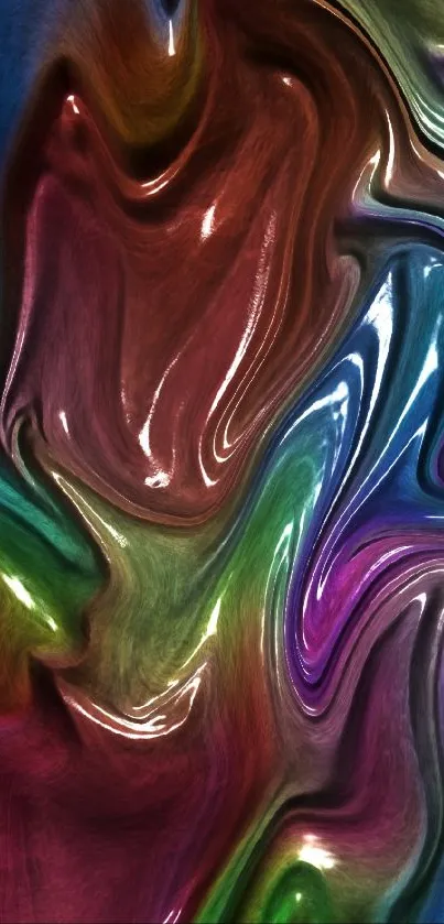 Vibrant abstract swirl wallpaper with glossy textures and vivid colors.