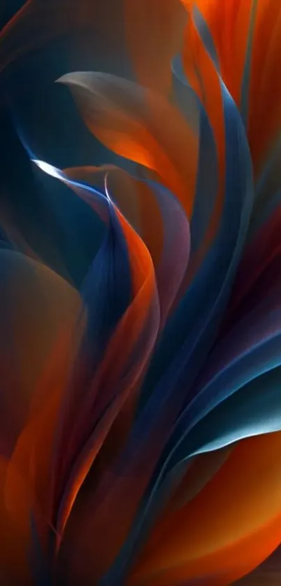 Abstract blue and orange wave design mobile wallpaper.