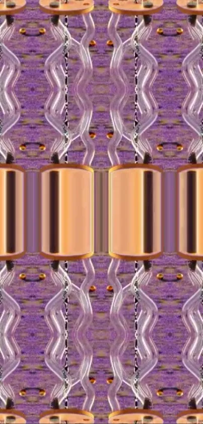 Abstract copper and purple symmetrical design wallpaper.