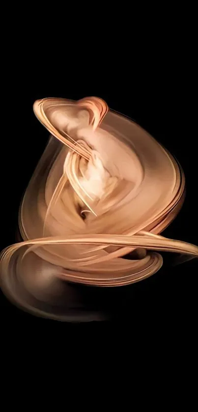 Elegant abstract copper swirl on black background.