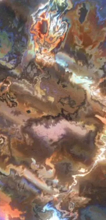 Abstract cosmic swirl wallpaper with vibrant earthy tones and celestial hues.