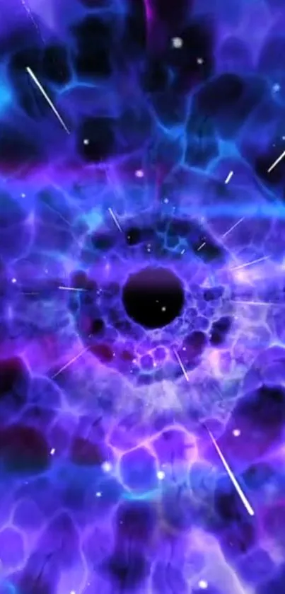 Abstract cosmic vortex with purple hues.