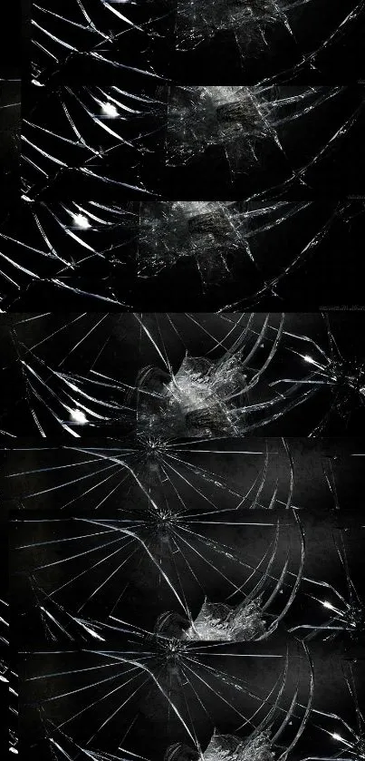 Abstract crackled glass design on a black background.