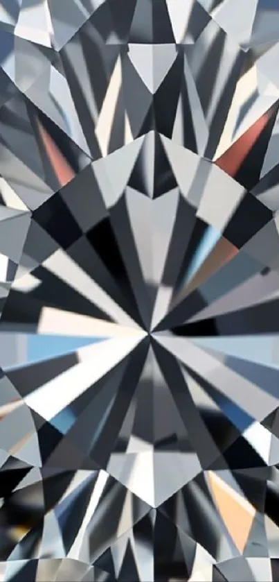 Abstract crystal diamond pattern with geometric facets.