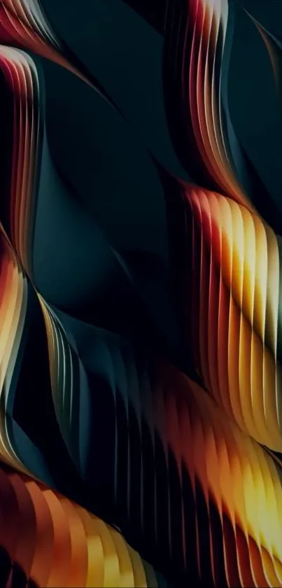 Abstract dark wallpaper with vibrant curves.