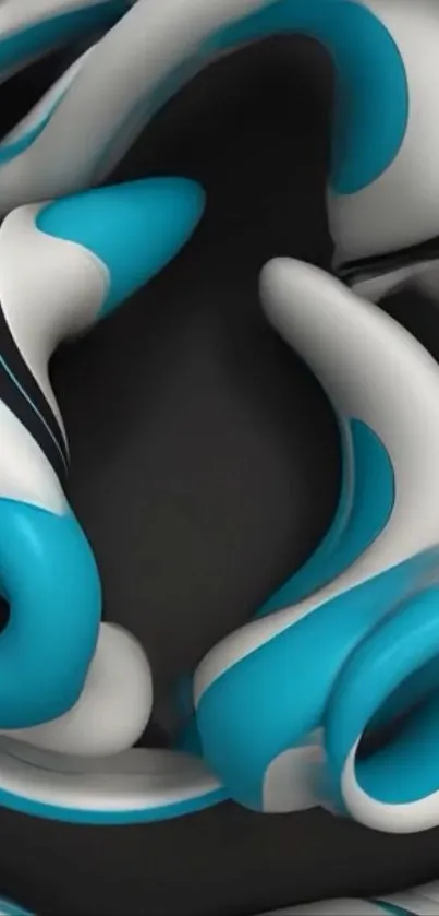 Abstract blue and white curved shapes wallpaper.