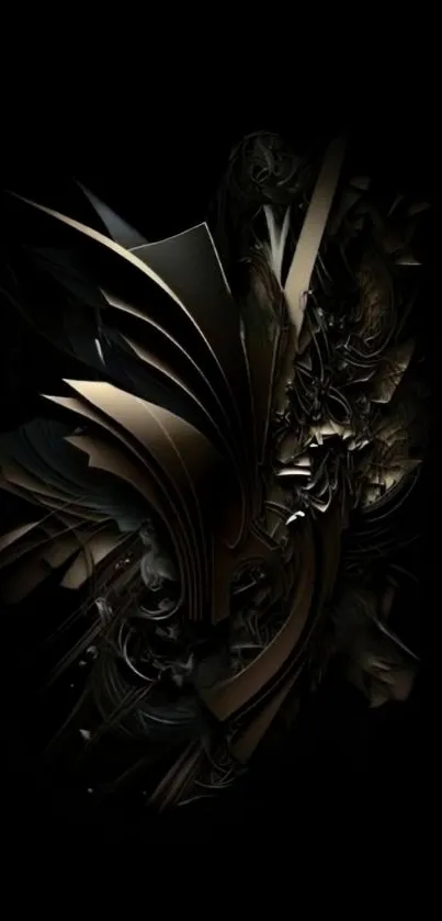 Intricate abstract dark art wallpaper design in black tones.