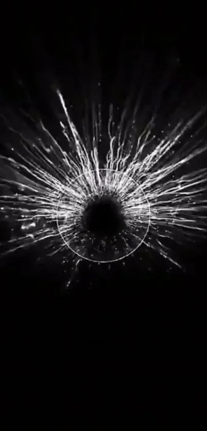 Abstract dark burst with dynamic energy lines.