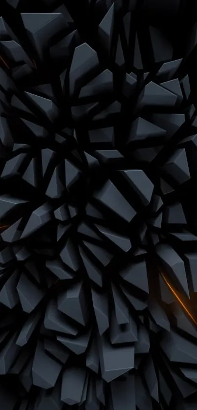 Abstract dark geometric design with 3D shapes.