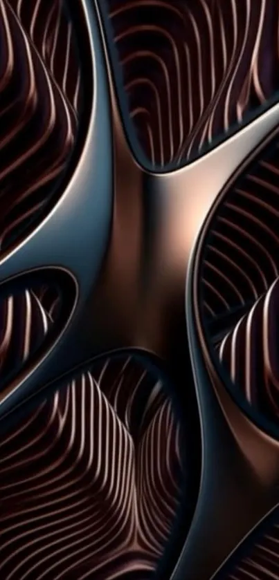 Abstract wallpaper with dark metallic lines and curves