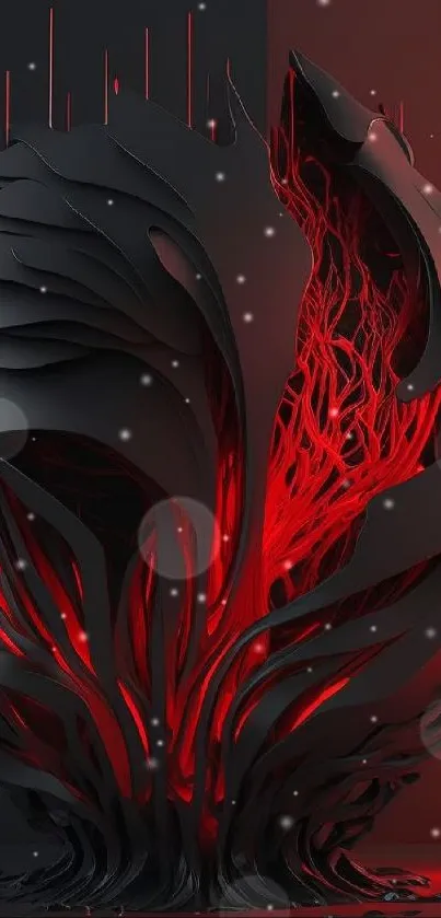 Abstract dark red art mobile wallpaper with intricate design.