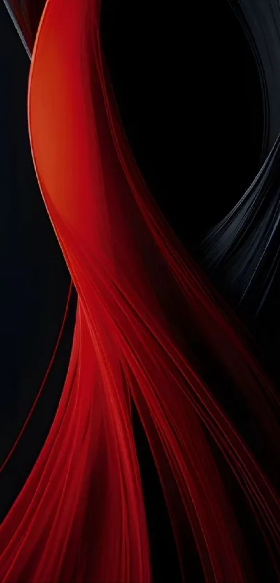 Abstract wallpaper with red flowing lines on black background.