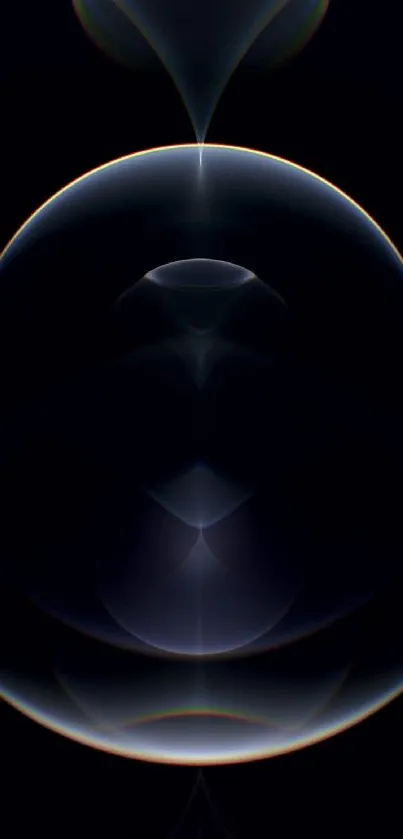 Abstract mobile wallpaper with glowing spheres on dark background.