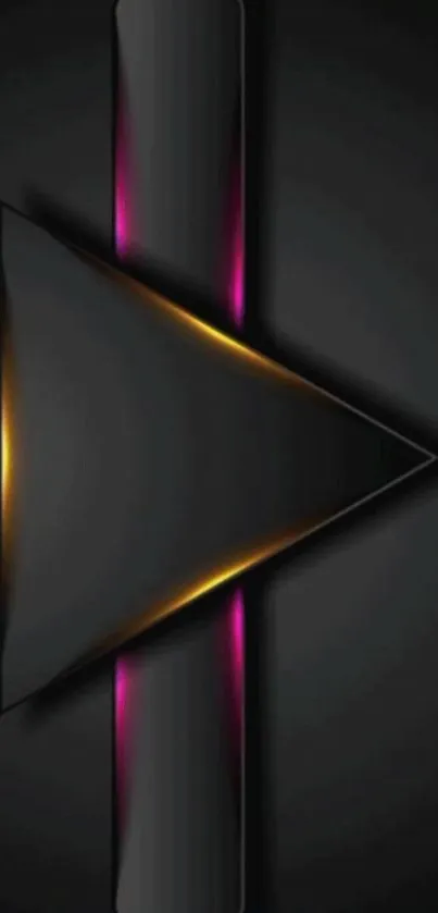 Abstract dark wallpaper with neon lighting and geometric shapes.