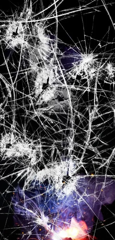 Abstract wallpaper with white tangled lines on a dark background.