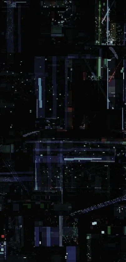 Abstract digital matrix wallpaper with dark tones and technological patterns.