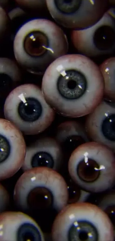 Abstract pattern of realistic eyeballs in mobile wallpaper design.