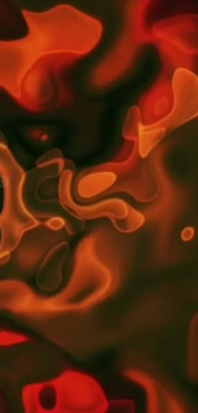 Abstract fiery red-orange wallpaper with fluid swirls.