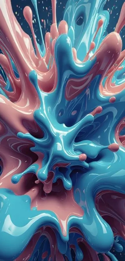Abstract blue and pink fluid art wallpaper.