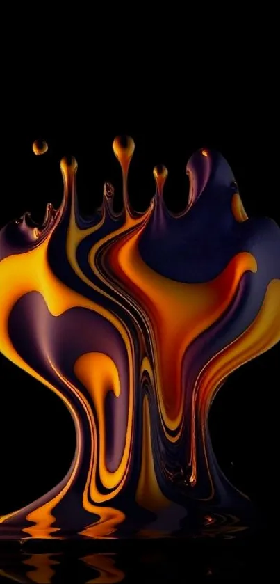 Fluid abstract design in orange and purple swirls.