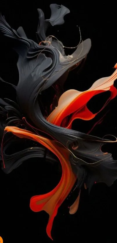 Fluid abstract art with red and black hues on digital wallpaper.