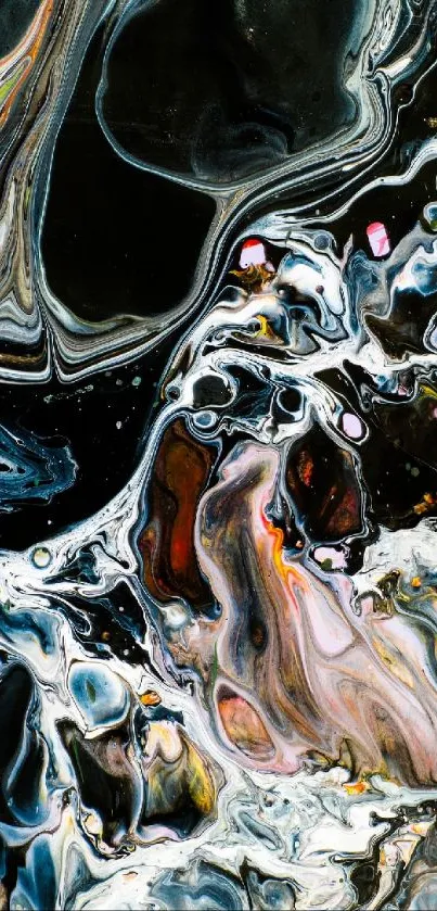 Dynamic abstract fluid art wallpaper with swirling colors.