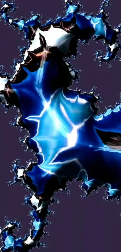 Abstract fractal wallpaper with vibrant blue and intricate design.