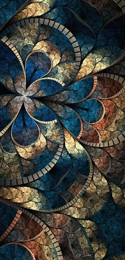 Colorful abstract fractal pattern wallpaper with intricate, swirling designs.