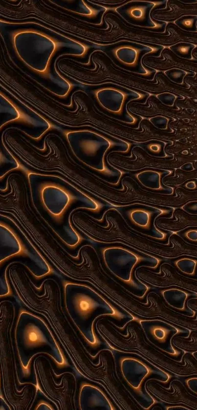 Intricate abstract fractal wallpaper in dark brown and orange hues.