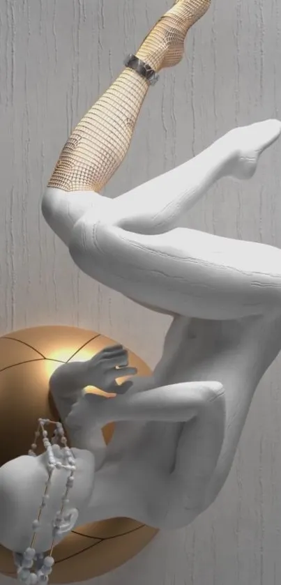 Abstract white mannequin with gold sphere design