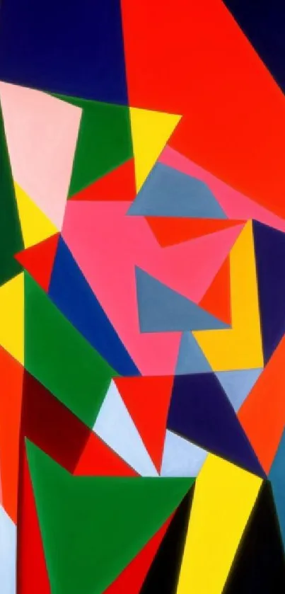 Vibrant abstract geometric art with bold shapes and colors.