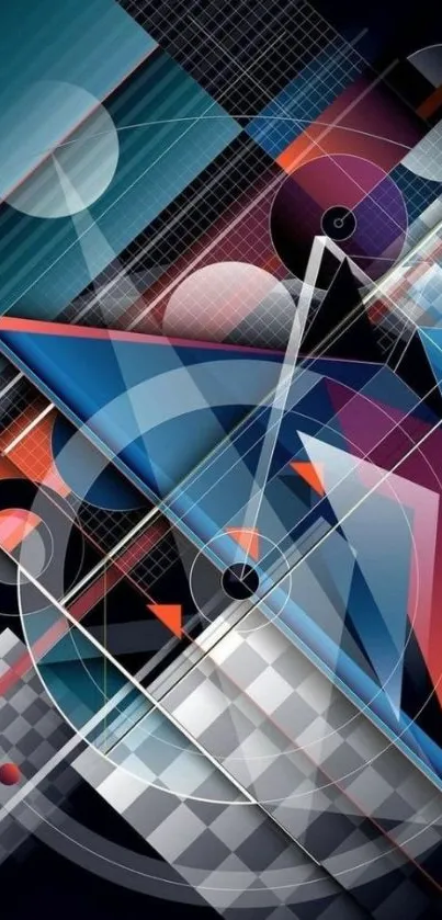 Colorful abstract geometric shapes wallpaper.