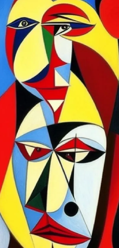 Colorful abstract geometric art mobile wallpaper with bold shapes and vibrant design.