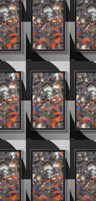 Abstract geometric art mobile wallpaper with vibrant colors.