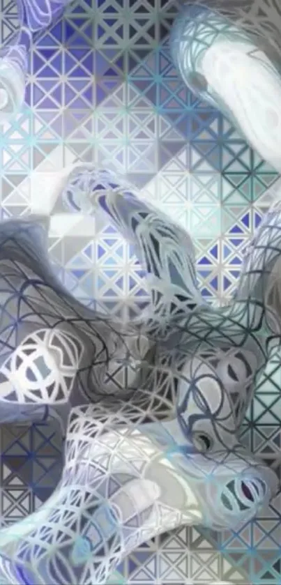 Abstract geometric design with blue tones.