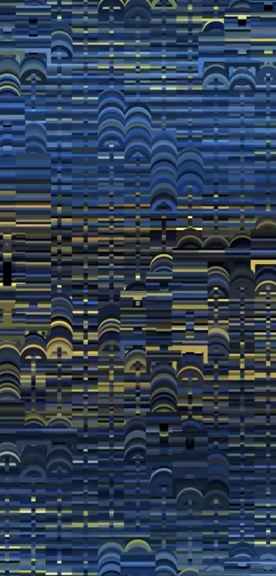 Abstract geometric blue wallpaper with layered patterns.