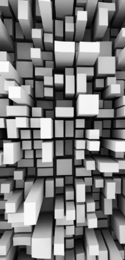 Abstract 3D geometric design with monochrome boxes.