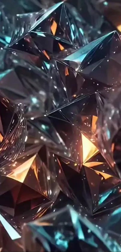 Abstract geometric wallpaper with shimmering crystal facets.