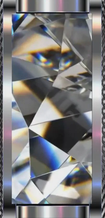 Abstract geometric crystal design with metallic tones.