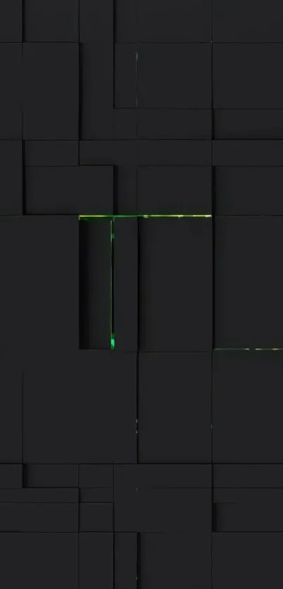 Abstract geometric dark mobile wallpaper with green accents.