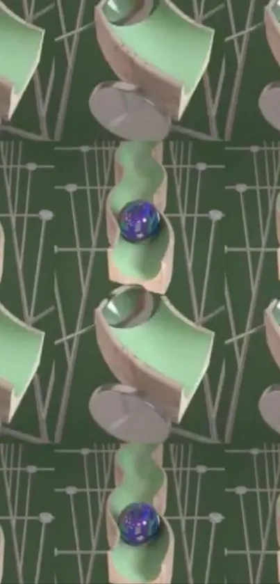Abstract geometric wallpaper with 3D spheres.
