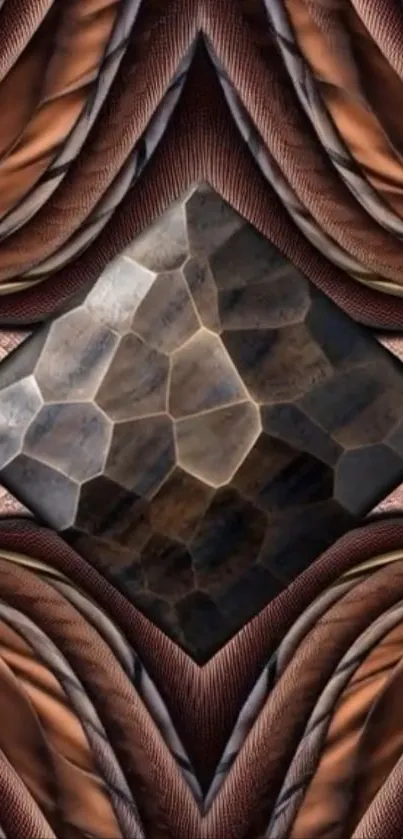 Abstract geometric wallpaper with intricate patterns and a central diamond shape.